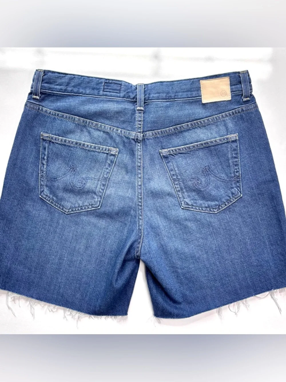 Ag Adriano Goldschmied Beryl Blue Ex Boyfriend Raw Hem 7" Denim Bermuda Shorts - Picture 12 of 12